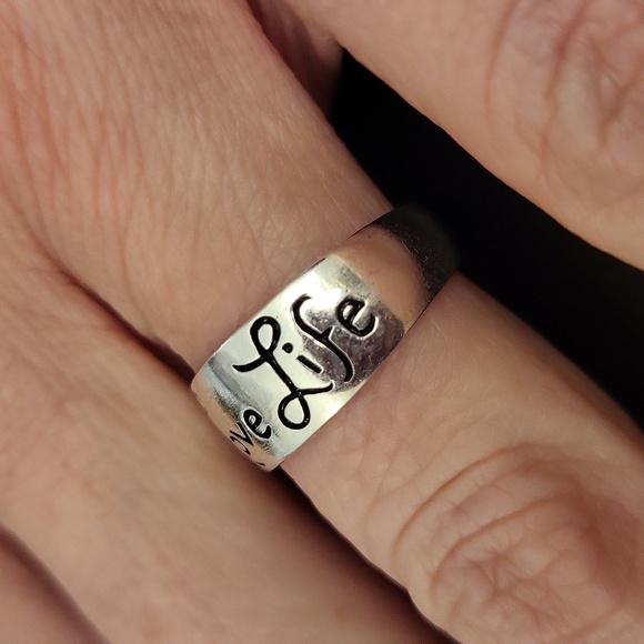 Vintage 925 Sterling "Love Life- Be Brave" Ring - Picture 4 of 8
